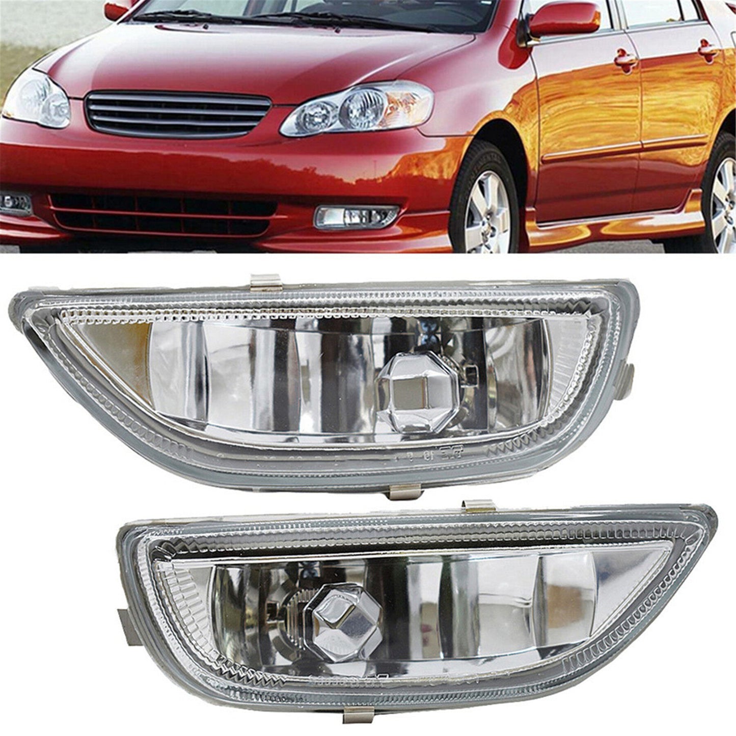 munirater Clear Lens Front Bumper Driving Fog Lights Lamps Assembly Driver and Passenger Side Replacement for 2001 2002 Toyota Corolla w/Bulbs