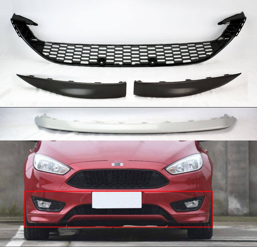 munirater 4PCS Front Lower Bumper Grill Front Lips Kits Honeycomb Mesh Black Replacement for 2015 2016 Focus