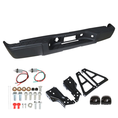 munirater Black Rear Step Bumper Assembly Steel w/o Sensor Hole Replacement for 2007-2013 Silverado 1500