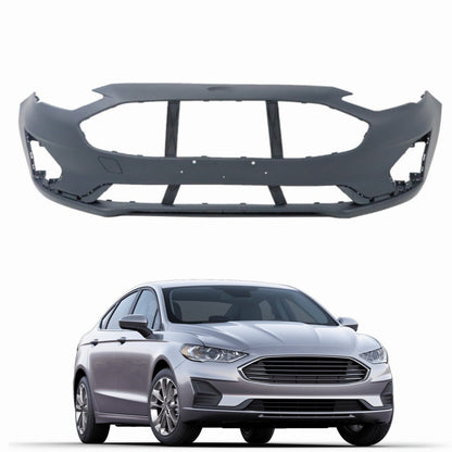 munirater Primed Front Bumper Cover with License Plate Hole Replacement for 2019 2020 Fusion