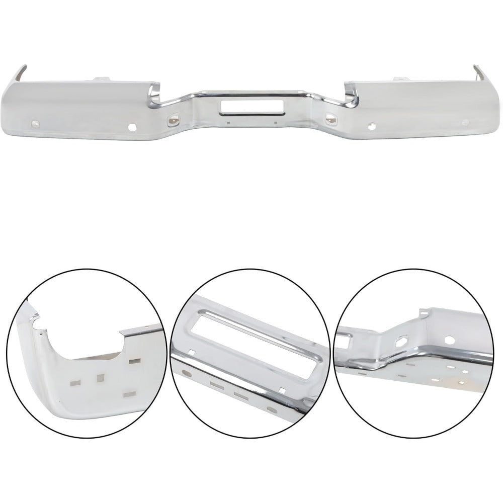 Chrome Steel Rear Bumper Face Bar for Nissan Titan 2004-2015, without Big Tow Package, NI1102150