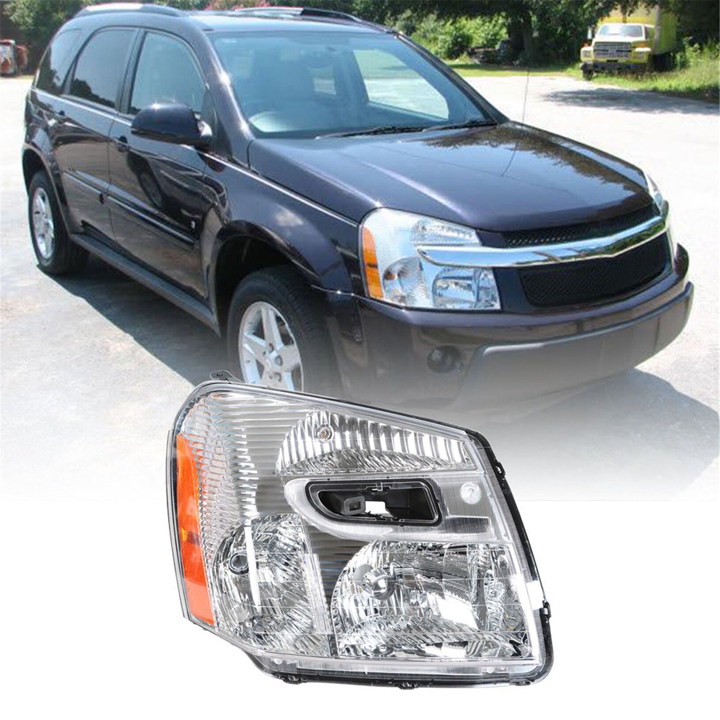 munirater Headlight Assembly Passenger Side Headlamp Chrome Housing Replacement for 2005-2009 Equinox with Amber Corner 15888059 GM2503254