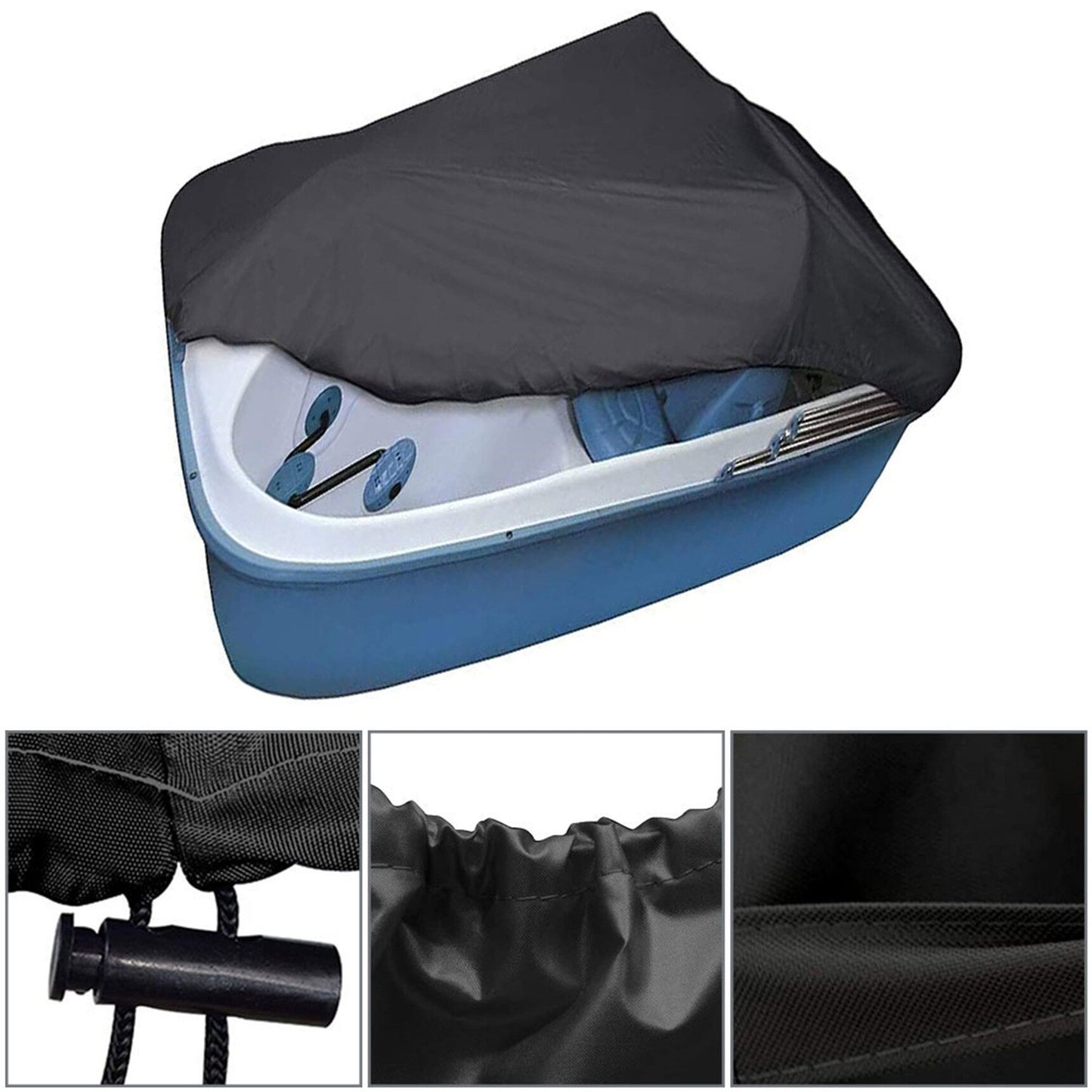 Pedal Boat Cover 420D Tear Resistant Boat Protector Replacement for 3 or 5 Person Pedal Boat Pelican Boat Monaco Boat 115 L x 80 W Black