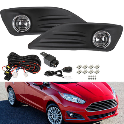 munirater 1 Pair of Driving Fog Lights Assembly + Switch + Wiring Kit Replacement for 2013-2018 Fiesta