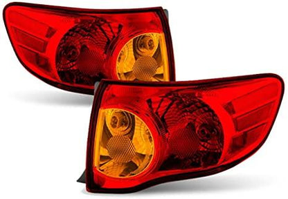 munirater For 2009-2010 Toyota Corolla Outer Tail Light Red Halogen Left + Right Side