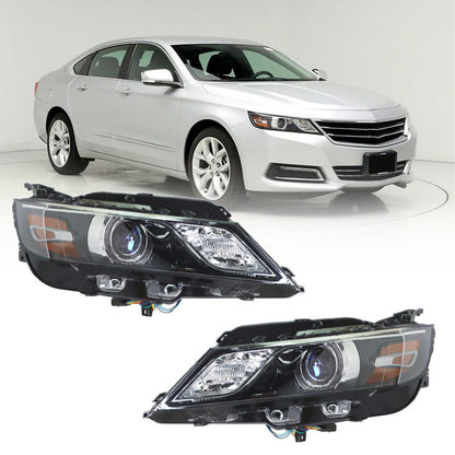 munirater Black Housing Projector Headlights Assembly Repalcement for 2015-2019 Impala Halogen Model Driver and Passenger Side