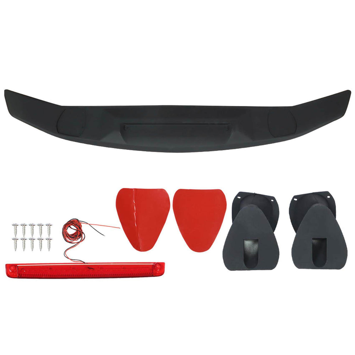 munirater Universal 52 Inches 2 Pedestal Rear Trunk Spoiler Wing Fin Tail with Light Matte Black