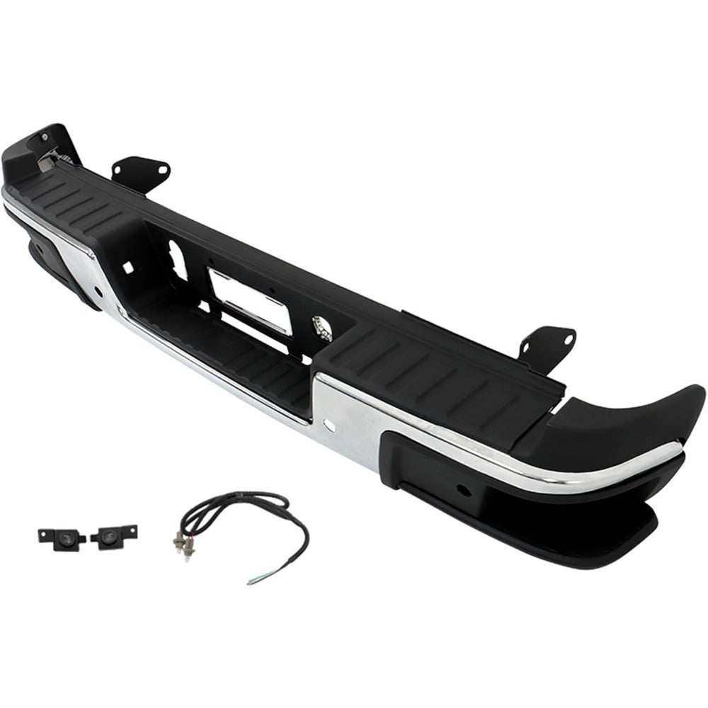 Chrome Rear Bumper Assembly for Chevrolet Colorado & GMC Canyon 2019-2021, with Sensor Holes