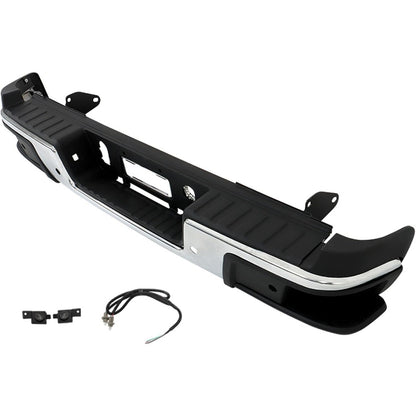 Chrome Rear Bumper Assembly for Chevrolet Colorado & GMC Canyon 2019-2021, with Sensor Holes