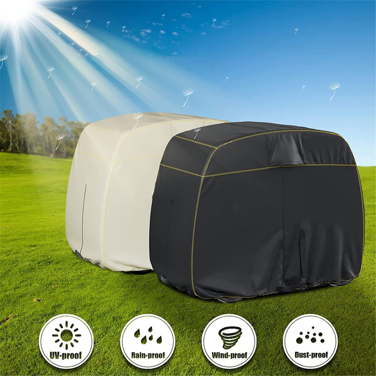 munirater Golf Cart Cover 4 Passenger 600D Windproof Sunproof Replacement for Club Car Golf Carts