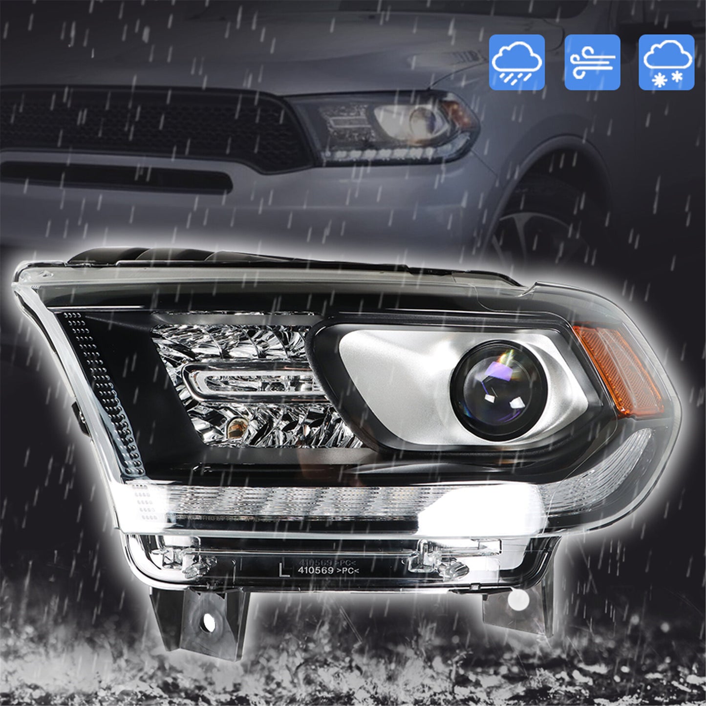 munirater Headlight Assembly Clear Lens Halogen Type Replacement for 2016-2020 Durango Driver Side 68299131AF