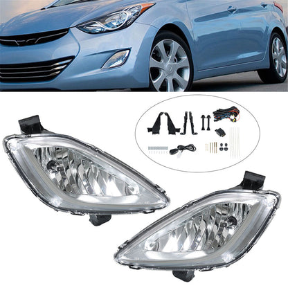 munirater Clear Bumper Fog Lamp Assembly 92202-3X020, 922023X020 w/Wiring Harness & Switch Replacement for 2011-2013 Hyundai Elantra