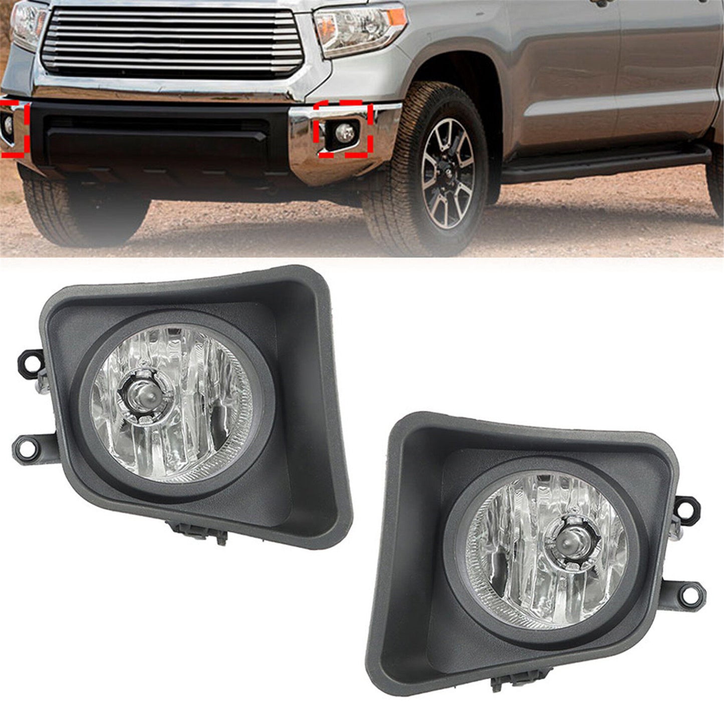 munirater Left & Right Clear Bumper Clear Fog Light w/Bulb+Wiring Harness+Switch Set Replacement for 2014-2021 Toyota Tundra (XK50)