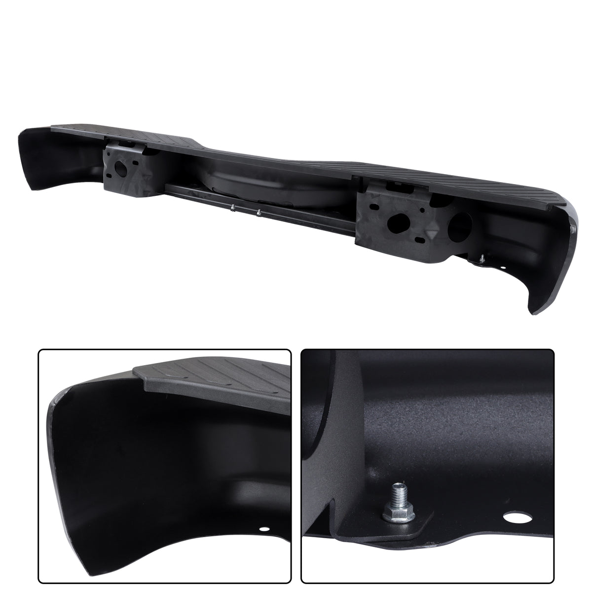 Steel Rear Bumper Assembly Black Replacement for E150 1992-2014 Replacement for E250 1992-2014 Replacement for E350 1999-2014
