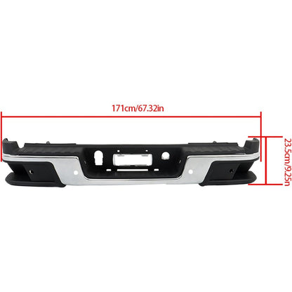 Chrome Rear Bumper Assembly for Chevrolet Colorado & GMC Canyon 2019-2021, with Sensor Holes