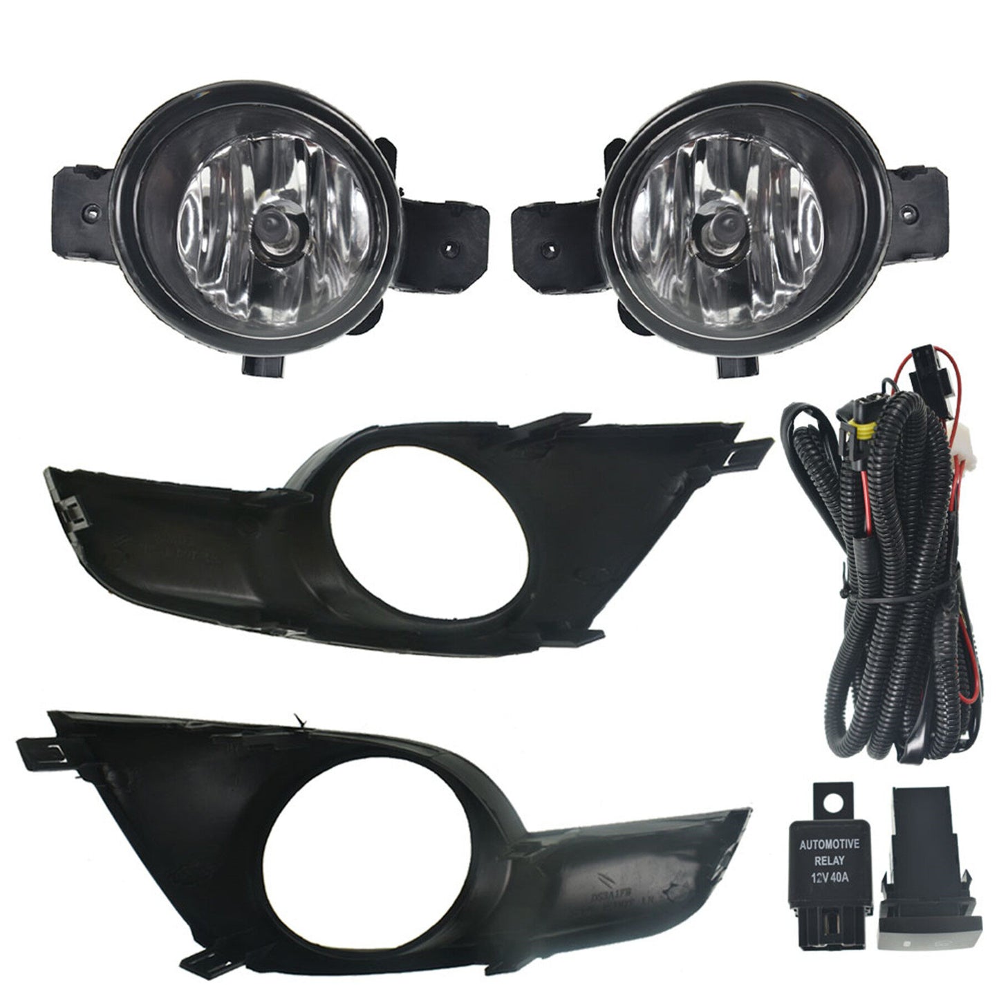 munirater Clear Fog Lights Lamps with Chrome Black Bezel and Kit Switch+harness Replacement for 2013-2015 Nissan Altima Sedan 4-door