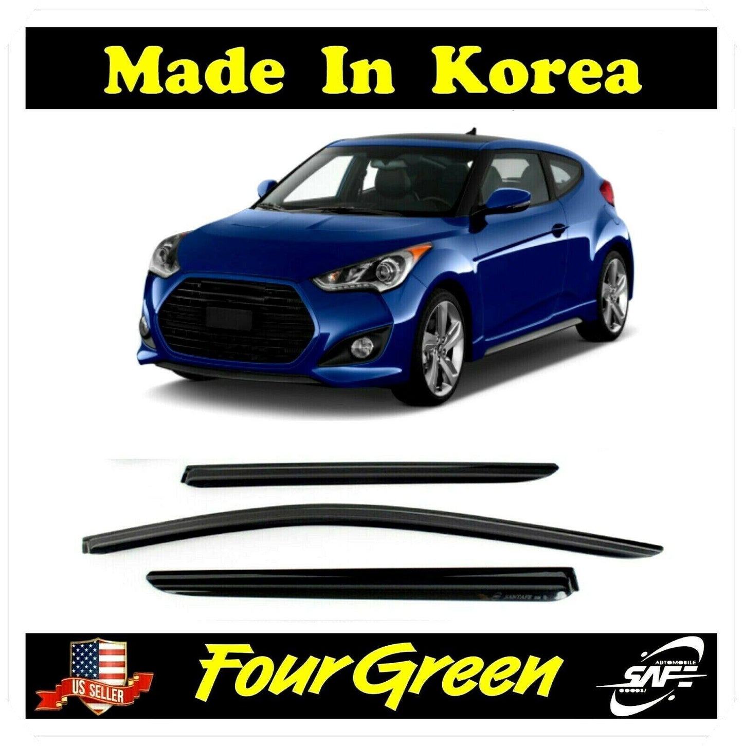 munirater 4 PCS Side Window Vent Visors Rain Guards Deflectors Smoke Replacement for 2011-2017 Veloster