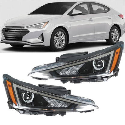 munirater Headlights Assembly Left+Right Side For 2019 2020 Hyundai Elantra Black Housing