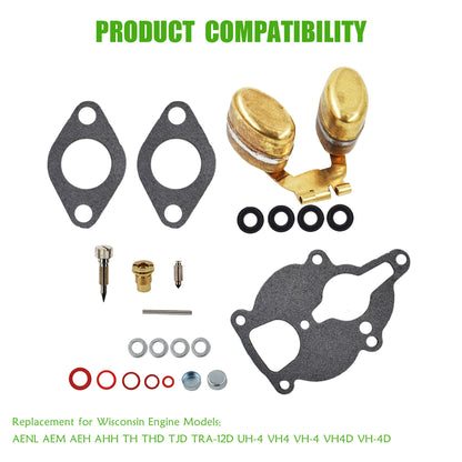 munirater Carburetor Kit Float Replacement for Zenith Wisconsin Engine VH4D VHD TJD THD AHH Replaces LQ39 E27