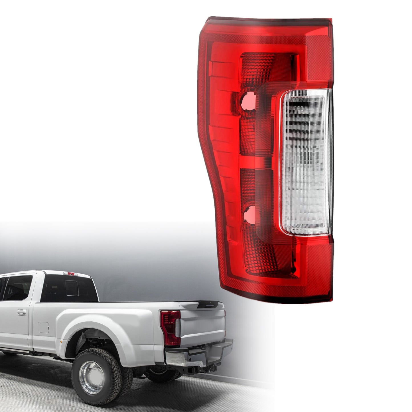 munirater Rear Left Chrome Red Tail Light Taillamp Assembly Replacement for 2017 2018 2019 F-250 F350 Super Duty Driver Side