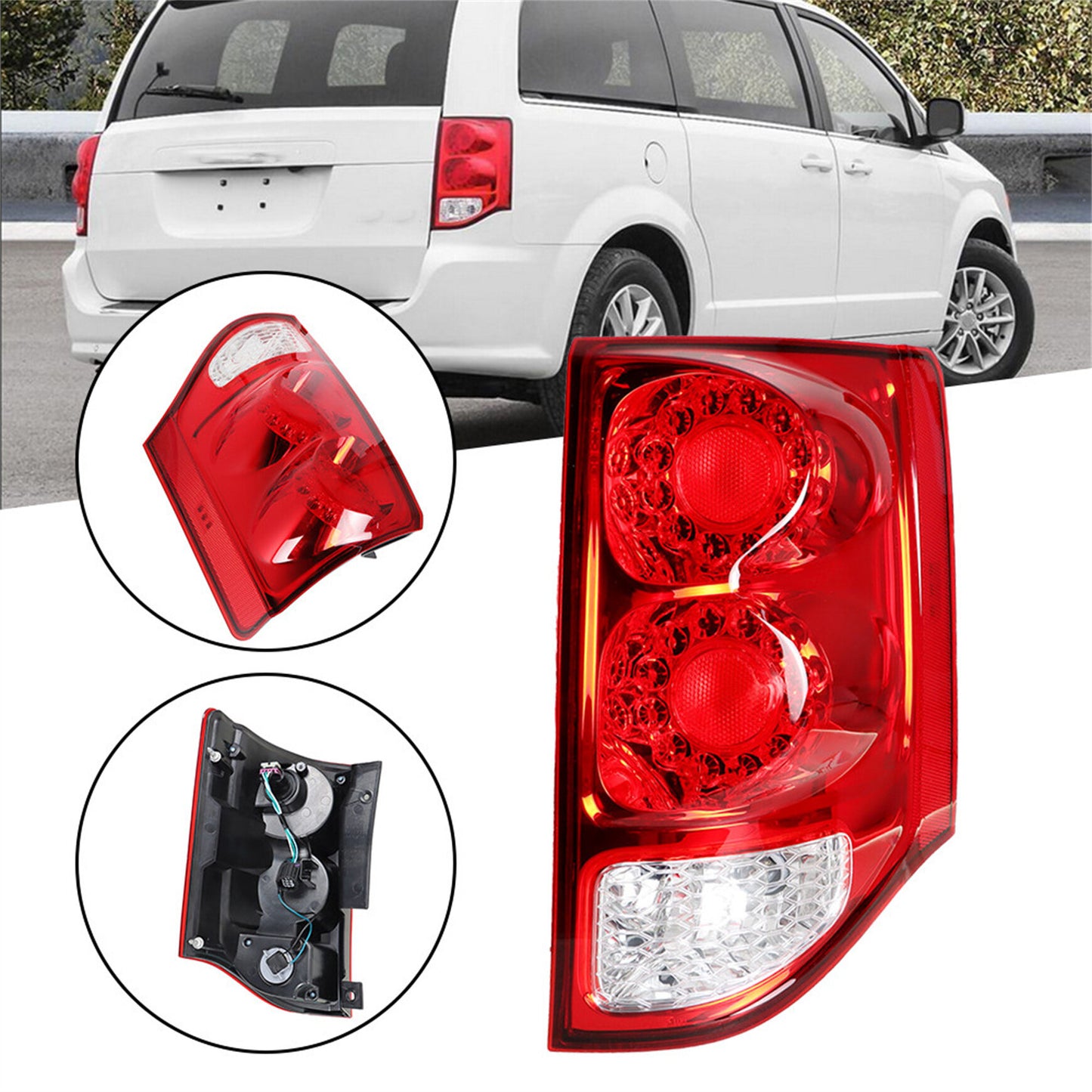 munirater Tail Light Assembly Clear Red LED Right Side Replacement for 2011-2020 Grand Caravan