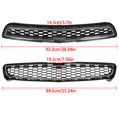 munirater 2PCS Front Bumper Upper Lower Grille Black Chrome Replacement for 2013 Malibu LS LT 20768837 20768835