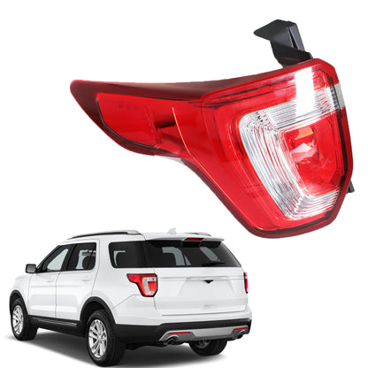 munirater 1-Pack Tail Light Rear Light LED Clear Red Outer Left Side Replacement for 2016-2019 Explorer