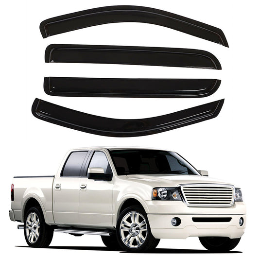munirater Side Window Visor Vent Sun Rain Guard Deflector Replacement for 2005-2008 F-150 Crew Cab Pickup 4-Door