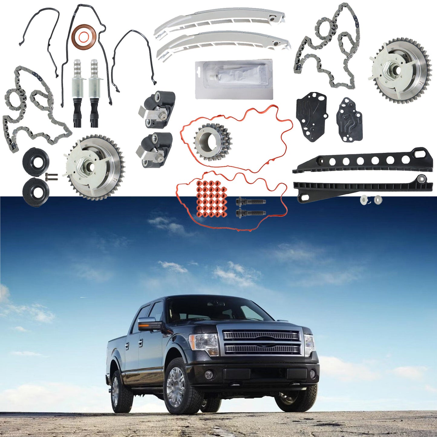 munirater Timing Chain Kit Cam Phasers VVT Valves Replacement for Expedition F-150 F-250 F-350 Mark LT Navigator 3R2Z6A257DA