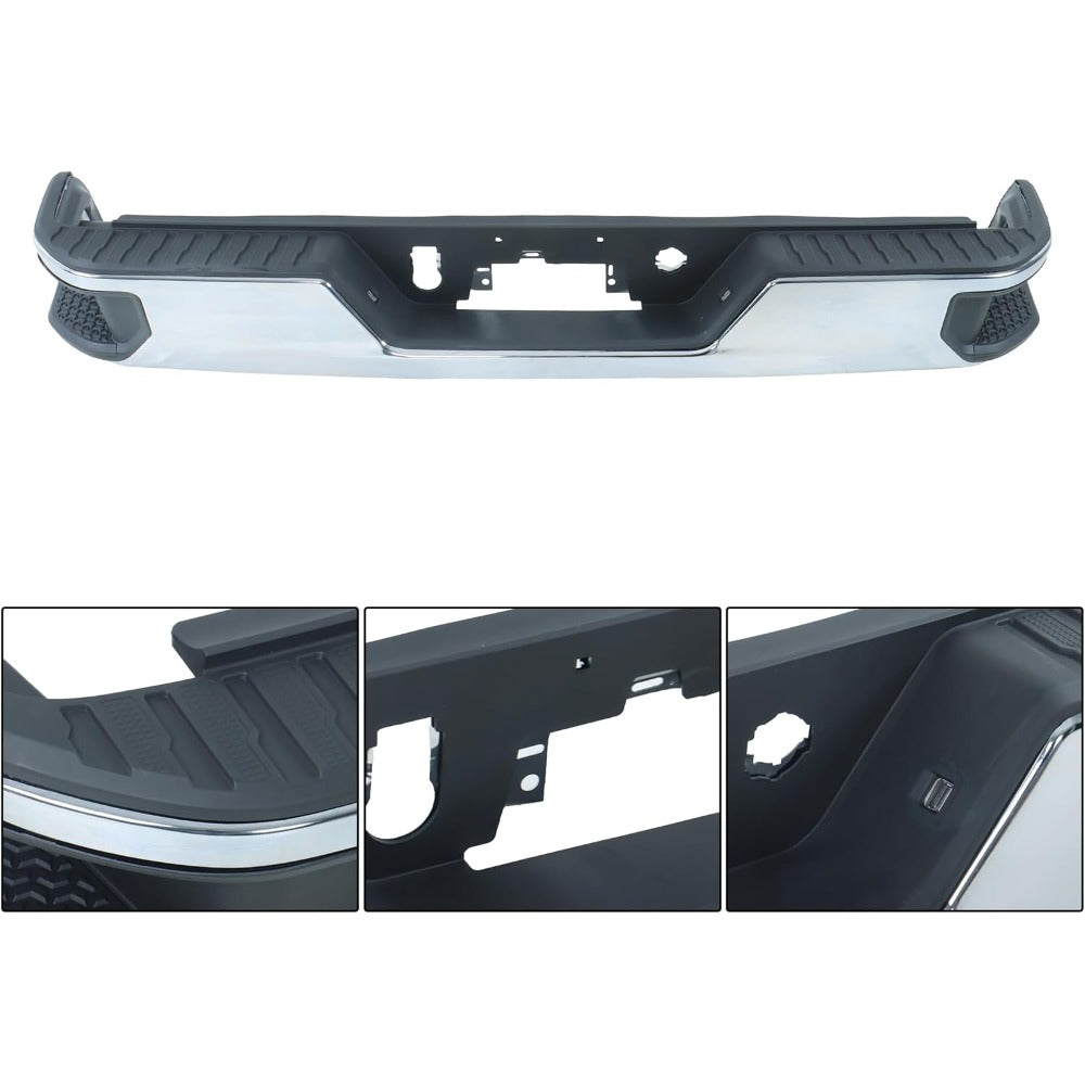 Chrome Rear Step Bumper for Chevrolet Silverado & GMC Sierra 2500 / 3500 2020-2025, without Sensor Holes
