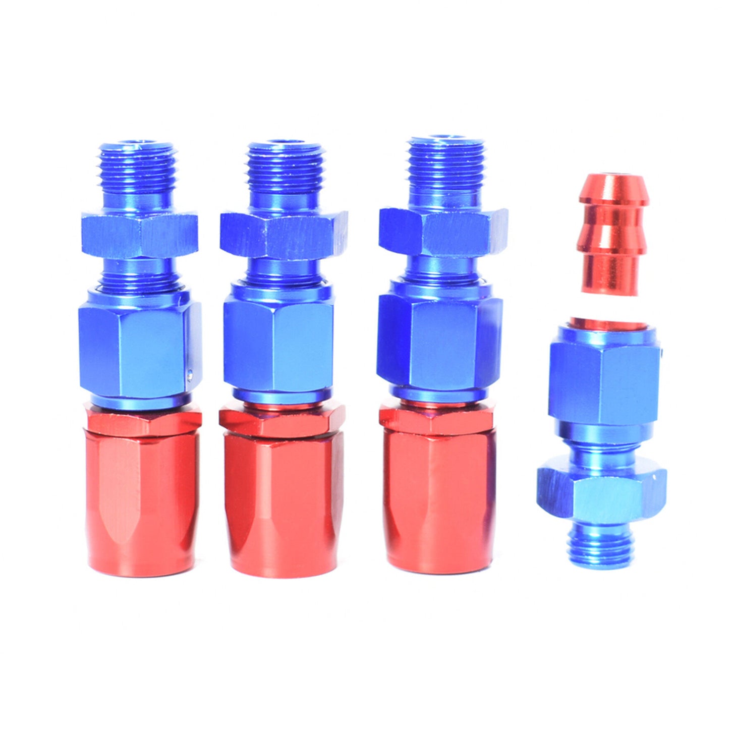 munirater Universal Adjustable Fuel Pressure Regulator Kit Aluminum with 0-100 Psi Pressure Gauge AN-6 Fuel Line Hose Fitting Connectors Kit Blue & Red