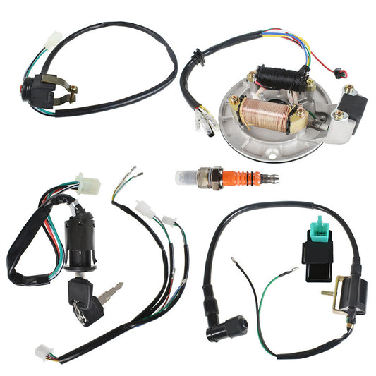 munirater Black Wiring Harness Ignition Coil CDI Magneto Stator Replacement for 50-140cc Dirt Pit Bike ATV