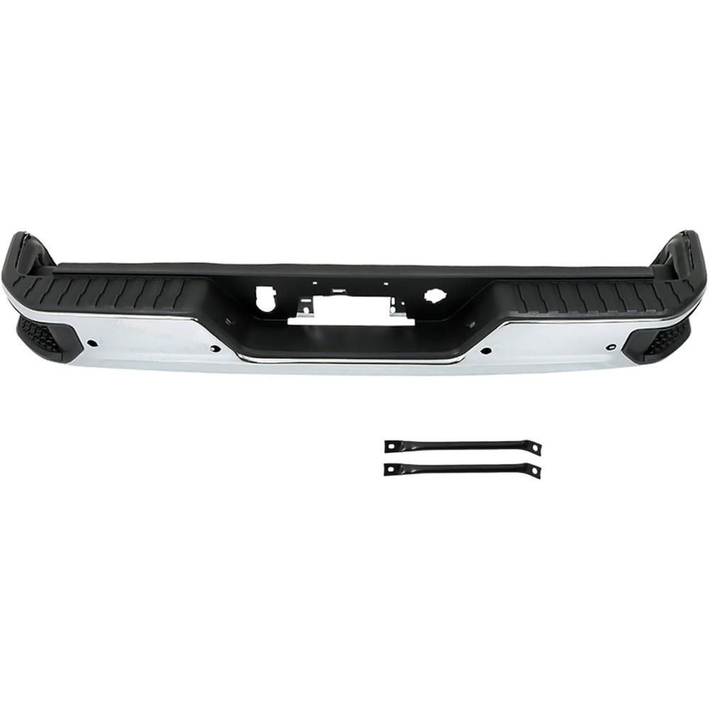 Chrome Rear Bumper Assembly for Chevrolet Silverado 1500 & GMC Sierra 1500 2019-2023, with Sensor Holes