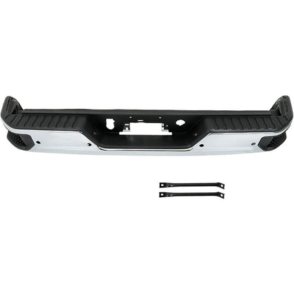 Chrome Rear Bumper Assembly for Chevrolet Silverado 1500 & GMC Sierra 1500 2019-2023, with Sensor Holes