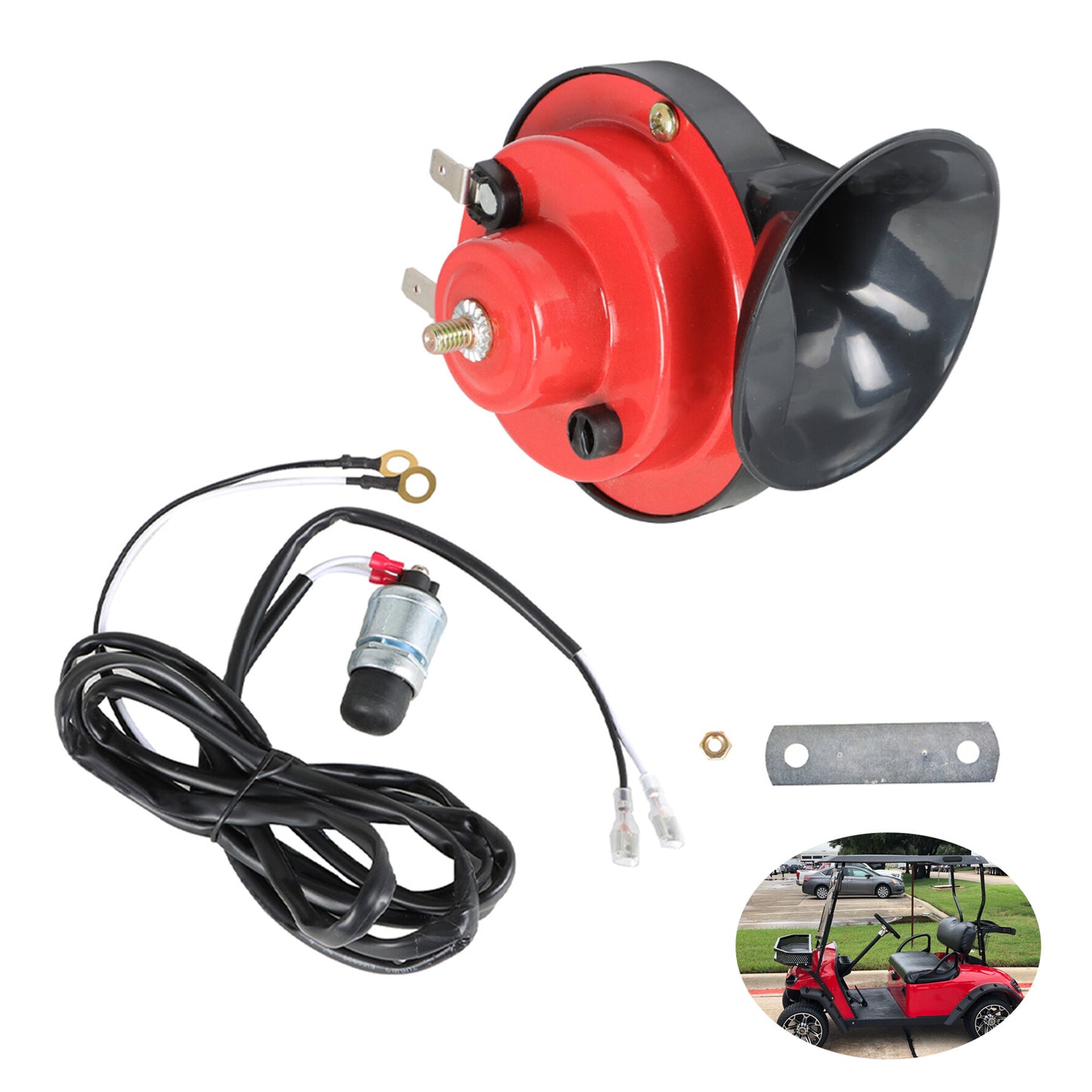 munirater 12 Volt Golf Cart Electric Horn Kit Replacement for EZGO Club Car Yamaha or UTV ATV Boat