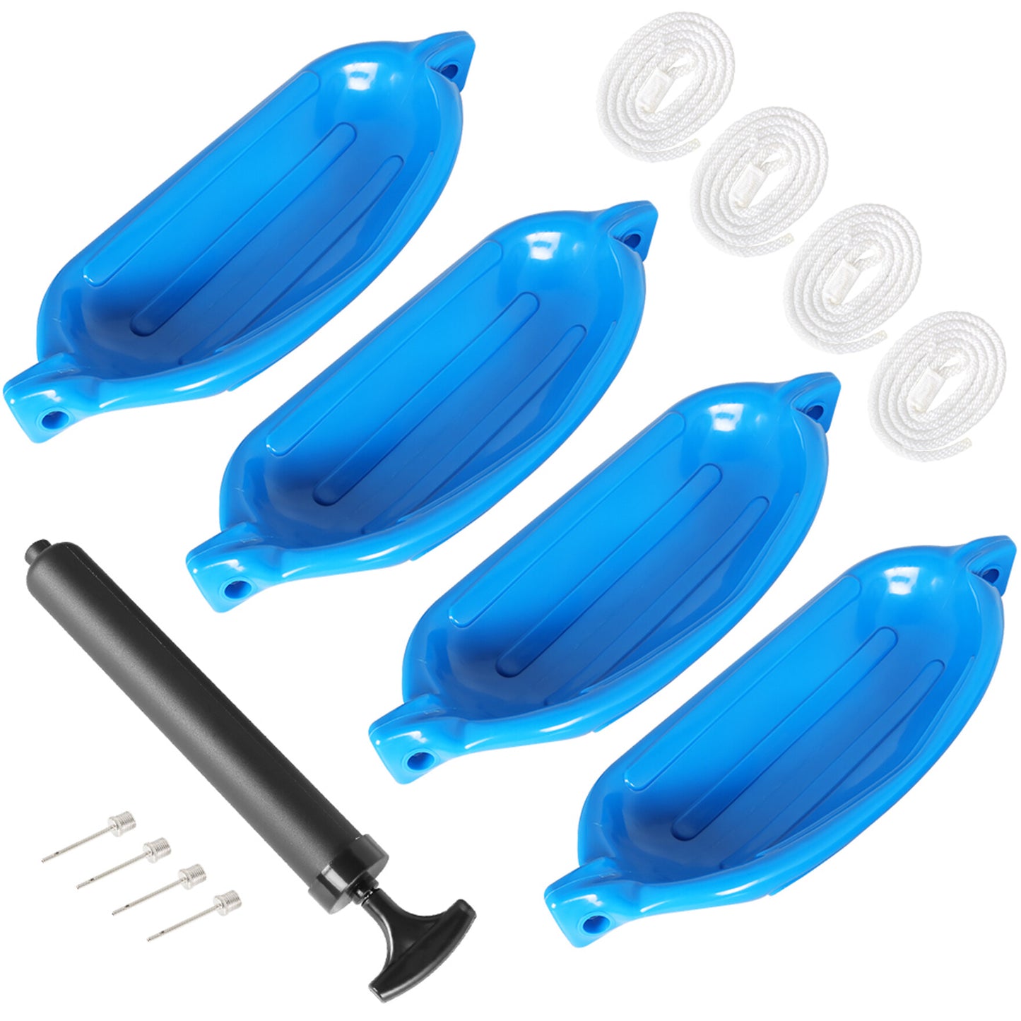 munirater 4 - Pack Ribbed Marine Binocular Fender & Inflator Replacement for Bumper Shield Protection Blue