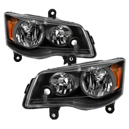 munirater Headlights Assembly Headlamps Black Housing LH & RH Repalcement for 2011-2019 Grand Caravan / 2008-2016 Town and Country