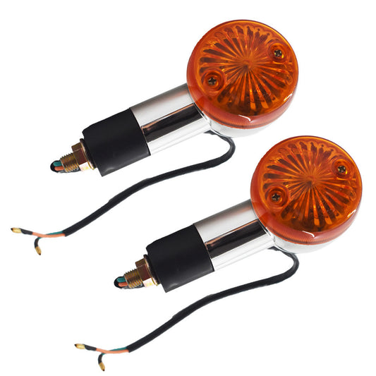 munirater 2 Pcs Motorcycle Amber Chrome Front Rear Turn Signal Light Replacement for most models