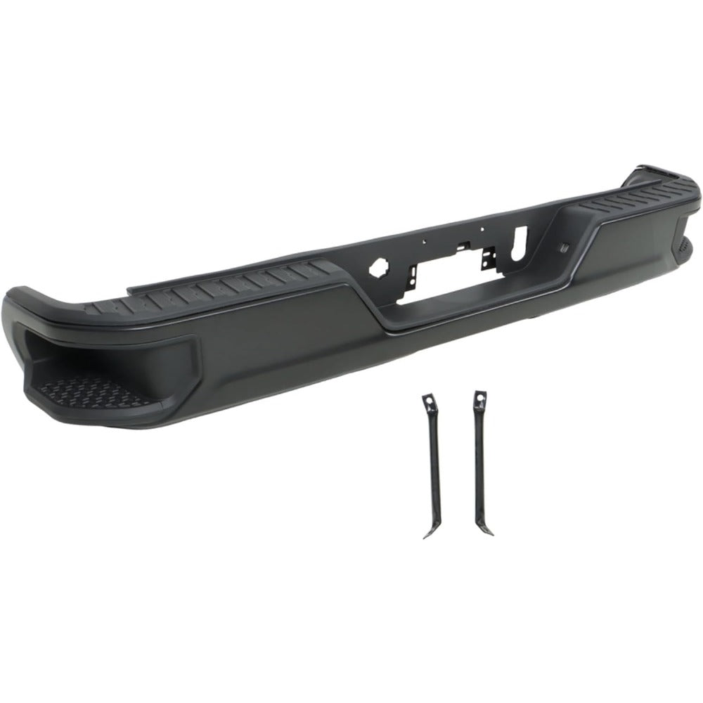 Black Rear Step Bumper for Chevrolet Silverado & GMC Sierra 2500 / 3500 2020-2025, without Sensor Holes