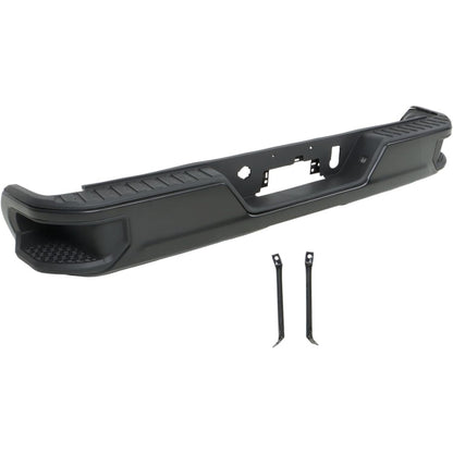Black Rear Step Bumper for Chevrolet Silverado & GMC Sierra 2500 / 3500 2020-2025, without Sensor Holes