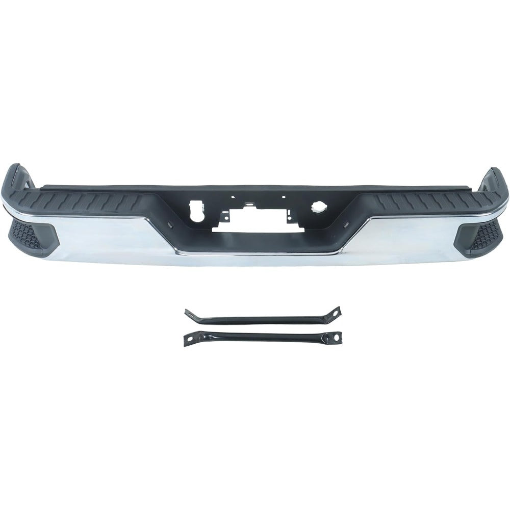 Chrome Rear Step Bumper for Chevrolet Silverado & GMC Sierra 2500 / 3500 2020-2025, without Sensor Holes