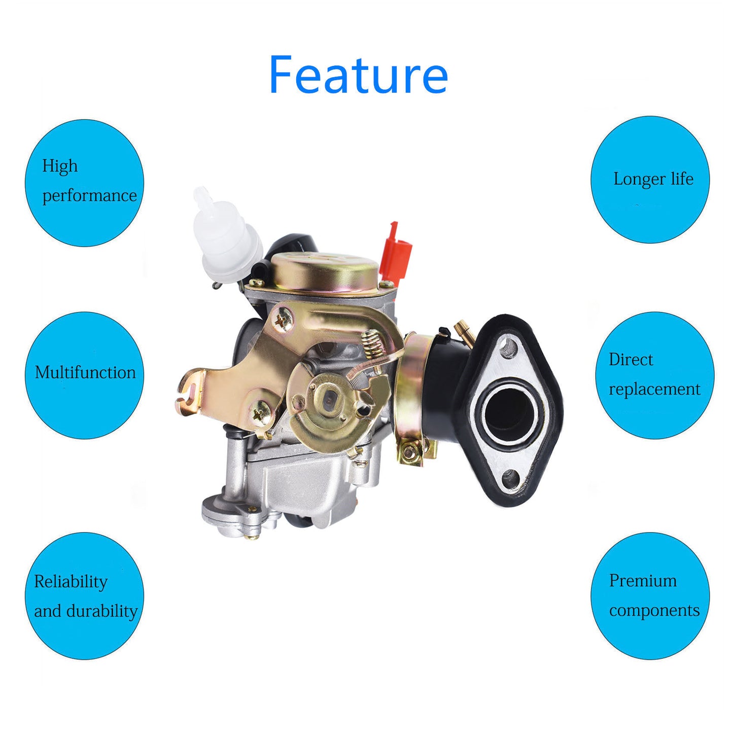 munirater Carburetor Big Bore Carb Replacement for GY6 50cc 100cc 139QMB 139QMA Scooter Moped ATV