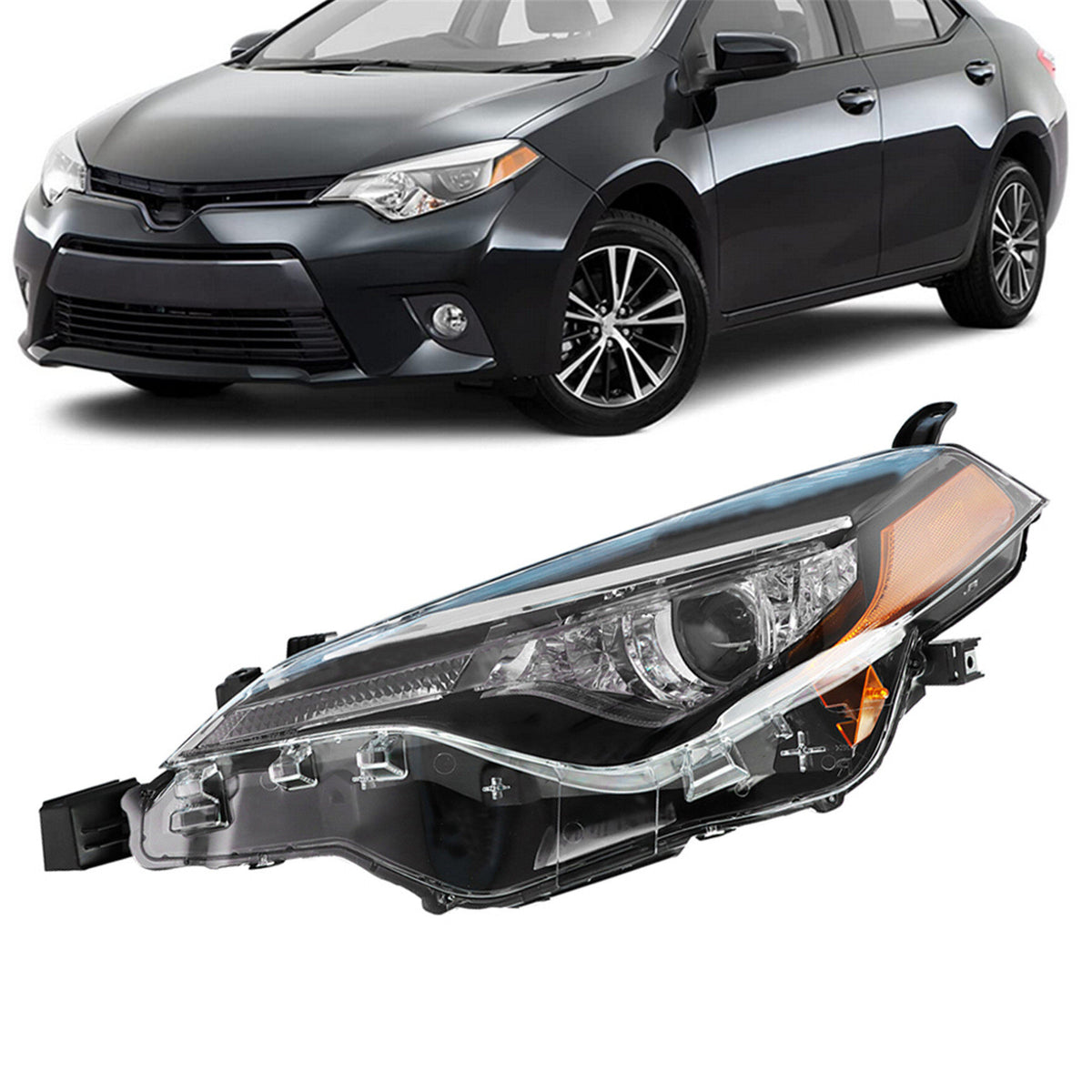 munirater Front Left LED Projector Headlight Headlamp Assembly with Amber Corner Driver Side Replacement for 2017-2019 Corolla L/LE/LE ECO 81150-02M70