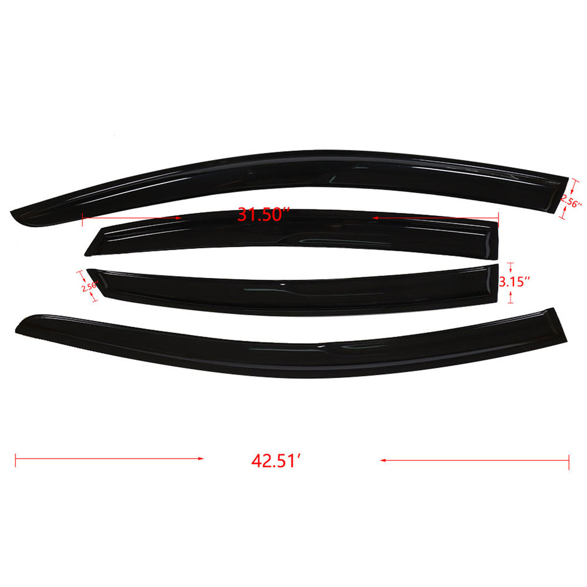 munirater Side Window Visors Rain Guard Wind Vent Shade Deflector Replacement for 2015-2019 Hyundai Sonata