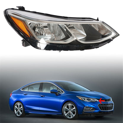 munirater Chrome Housing Halogen Headlight Assembly without LED D.R.L Replacement for 2016 2017 2018 2019 Cruze Model Passenger Side