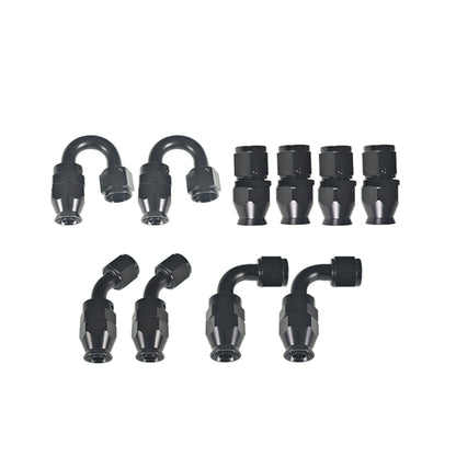 munirater 8AN 20FT PTFE Fuel Line Hose Kit Black with 10PCS Swivel Fuel Hose Fitting Adapter Kit