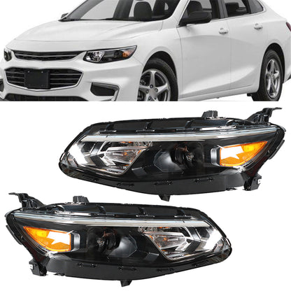 munirater Headlights Assembly Driver & Passenger Side Black Housing Projector Replacement for 2016 2017 2018 Malibu