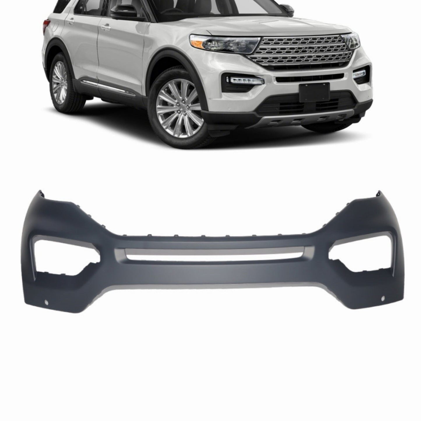 munirater Front Bumper Primed with Park Sensor Holes Replacement for 2020 2021 Explorer