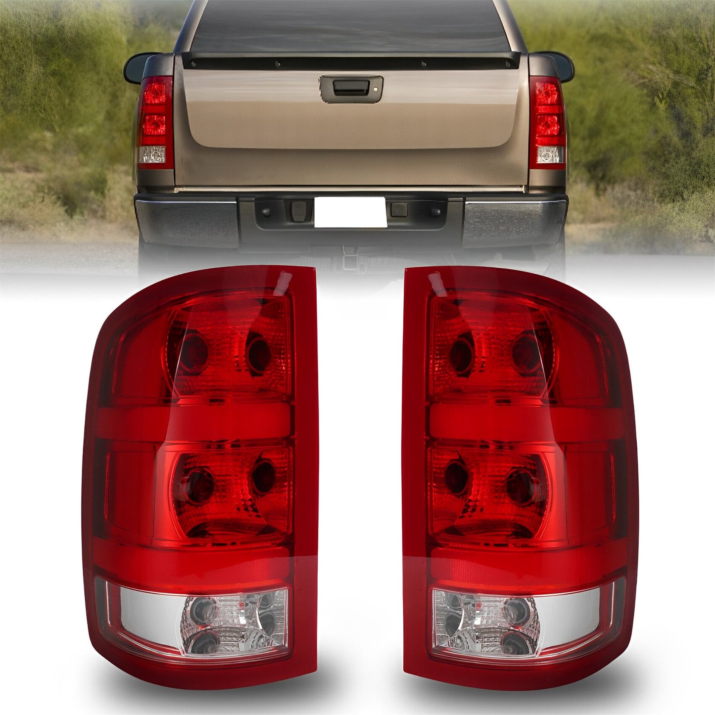 munirater Tail Light Assembly For 2007-2013 GMC Sierra 1500 2500 3500 HD Left+Right Side