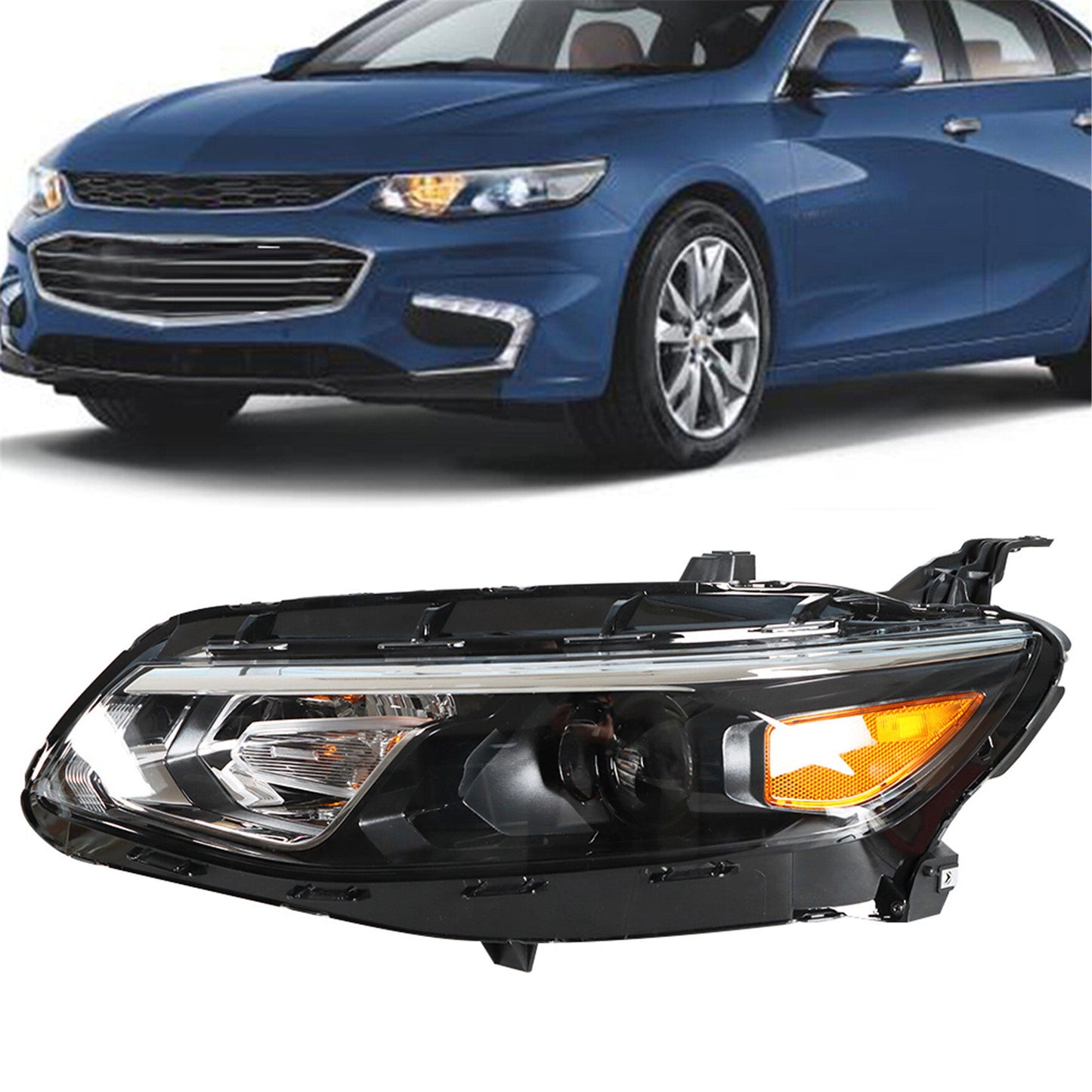 munirater Headlight Assembly Driver Side Black Housing Projector Replacement for 2016 2017 2018 Malibu